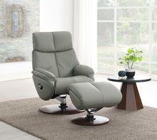 Load image into Gallery viewer, Kandoro - Top Grain Leather Accent Chair With Swivel & Ottoman - Gray
