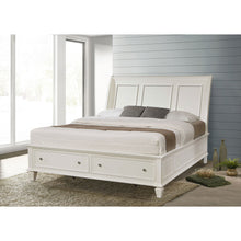Load image into Gallery viewer, Dennis - Eastern King Storage Panel Bed With Carved Headboard And Built In Drawers - Cream White