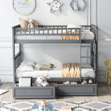 Load image into Gallery viewer, Twin Over Twin Bunk Bed With Drawers, Convertible Beds