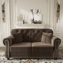 Load image into Gallery viewer, Upholstered Chesterfield Sofa With Nailhead Trim And Rolled Armrests