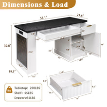 Load image into Gallery viewer, Modern Fluted Office Desk With Storage Cabinet