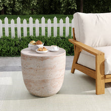 Load image into Gallery viewer, Outdoor / Indoor, Lightweight Concrete Side Table With Travertine - Beige