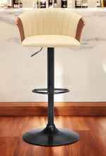 Load image into Gallery viewer, Faux Leather With Metal Swivel Adjustable Height Bar Chair - Cream And Black