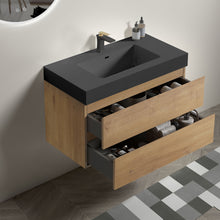 Load image into Gallery viewer, Alice - Natural Oak Bathroom Vanity With Sink, Large Storage Wall Mounted Floating Bathroom Vanity For Modern Bathroom, One-Piece Sink Basin Without Drain