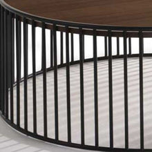 Load image into Gallery viewer, Modern Metal Rods Round Coffee Table - Walnut And Black