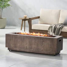 Load image into Gallery viewer, Wellington Square Iron Fire Pit With Wood Pattern Design And 50,000 Btu Output
