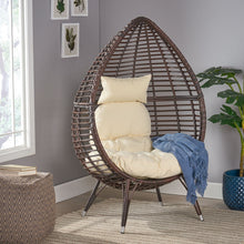 Load image into Gallery viewer, Cutter Teardrop Patio Chair With Water Resistant Cushion - Multi / Brown / Beige