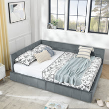 Load image into Gallery viewer, Mid-Century Storage Upholstered Tufted Bed Frame With Backrest And Armrests