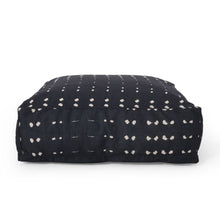 Load image into Gallery viewer, Dalm - Fabric Square Pouf Ottoman With Polystyrene Beads Filling - Dark Blue / White