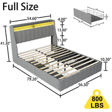 Load image into Gallery viewer, Bed With LED Lights, 4 Drawers, Winged Headboard Upholstered