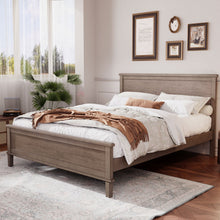 Load image into Gallery viewer, Mid-Century Platform Bed With Headboard And Slat Support, No Box Spring Needed