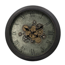 Load image into Gallery viewer, Circle Analog Exposed Gear Wall Clock - Black / Gray