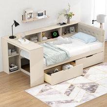 Load image into Gallery viewer, Upholstered Headboard Platform Bed With Storage Shelves, Drawers, Charging Station