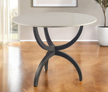 Load image into Gallery viewer, 40" Rounded Marble And Metal Three Leg Base Dining Table - Black