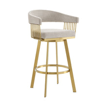 Load image into Gallery viewer, 26" Fabric And Stainless Steel Low Back Counter Height Swivel Bar Chair - Gold / Taupe