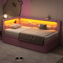 Load image into Gallery viewer, Upholstered Platform Bed With USB Ports And LED Belt