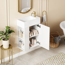Load image into Gallery viewer, Floating Bathroom Vanity With Resin Basin, Left Side Storage - White