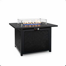 Load image into Gallery viewer, Outdoor 2 In 1 Propane Fire Pit Table With Lid & Glass Shield, Rectangular Fire Table, Lava Rock & Cover - Black