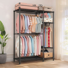 Load image into Gallery viewer, Freestanding Clothes Rack, With 6 Adjustable Wire Shelves And 3 Garment Rails - Black