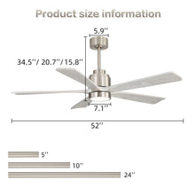 Load image into Gallery viewer, Ultra Quiet Reversible Ceiling Fan With Light Dimmable LED For Large Room - Brushed Nickel