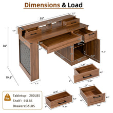 Load image into Gallery viewer, Office Desk With Storage Cabinet, Charging Station, Monitor Stand & Pegboard