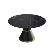 Load image into Gallery viewer, Round Modern Artificial Stone Carbon Steel Base Dining Table, Can Accommodate 6 People - Black