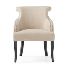 Load image into Gallery viewer, Upholstered Armchair With Rolled Back, Tapered Legs And Nailhead Trim - Light Beige