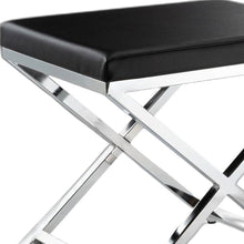 Load image into Gallery viewer, 21" Faux Leather Vanity Chair - Black / Silver