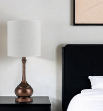 Load image into Gallery viewer, Metal Round Table Lamp With White Drum Shade - Rust