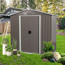Load image into Gallery viewer, 8Ft x 4Ft Outdoor Metal Storage Shed - Gray