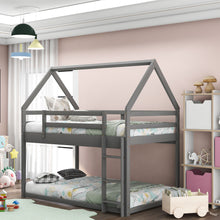 Load image into Gallery viewer, Low Bunk Bed With House Shaped Frame And Ladder