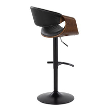 Load image into Gallery viewer, Symphony - Mid-Century Modern Adjustable Barstool With Swivel With Rounded T Footrest (Set of 2) - Black / Walnut / Black