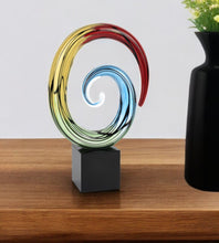 Load image into Gallery viewer, Murano Hand Painted Modern Abstract Tabletop Sculpture - Blue / Red