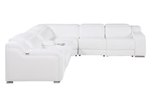 Load image into Gallery viewer, Italian Leather Power Reclining L Shaped Six Piece Corner Sectional With Console - White