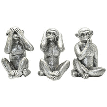 Load image into Gallery viewer, Monkey Tabletop Sculpture (Set of 3) - Silver