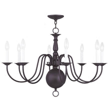 Load image into Gallery viewer, 21" Eight Light Metal Dimmable Chandelier With Shades - Bronze