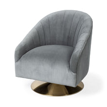 Load image into Gallery viewer, Velet Covered Seat Accent Chair With Gold Swivel Base - Gray