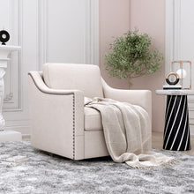 Load image into Gallery viewer, 360 Degree Swivel Armchair, Skin Friendly Fabric, Ergonomic Design, Brass Nail Decorative Armchair