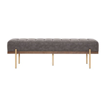 Load image into Gallery viewer, Thorian - Luxury Upholstered Ottoman Bench With Channel Tufting And Metal Base - Gold / Gray