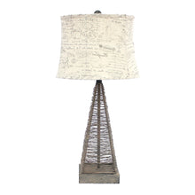 Load image into Gallery viewer, Metal Geometric Bedside With White Text Drum Shade - Gray