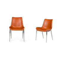 Load image into Gallery viewer, Upholstered Faux Leather Wing Back Dining Side Chairs (Set of 2) - Terra Cotta