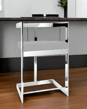 Load image into Gallery viewer, Velvet And Stainless Steel Low Back Counter Height Bar Chair - Gray And Silver