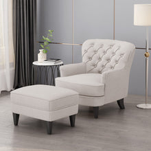 Load image into Gallery viewer, Stylish Club Chair And Ottoman Set With Birch Legs - Wheat