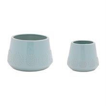 Load image into Gallery viewer, Geometric Round Pot Planters (Set of 2) - Blue