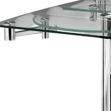 Load image into Gallery viewer, 40" Glass And Metal Self-Storing Leaf Motion Extendable Dining Table - Clear