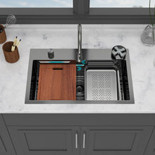 Load image into Gallery viewer, Drop In Waterfall Kitchen Sink With Pull Out Faucet & Cup Washer