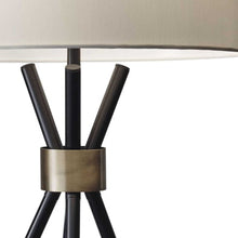 Load image into Gallery viewer, Metal Tripod Leg With Antique Brass Accent Table Lamp - Black