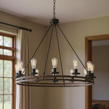 Load image into Gallery viewer, 37'' Candle Style Twelve Light Metal Dimmable Chandelier - Brown / Black