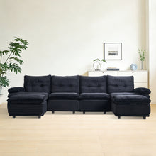 Load image into Gallery viewer, Upholstery Modular Sectional Sofa , 4 Seater With 2 Ottomans For Living Room - Black