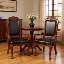 Load image into Gallery viewer, Upholstered Faux Leather Queen Anne Back Dining Arm Chairs (Set of 2) - Brown
